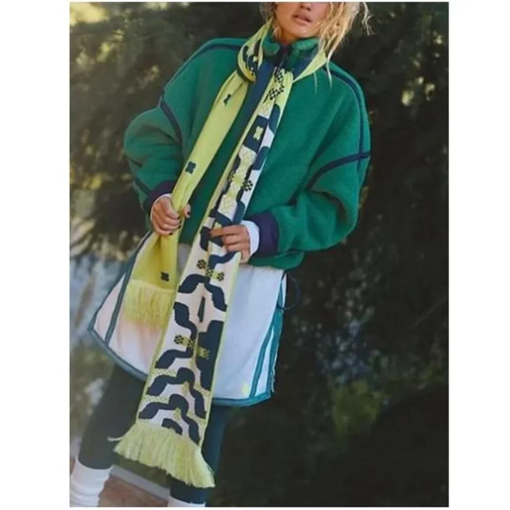 NWT free people movement Big League Reversible Scarf in Honeydew/Chartreuse